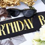 Chanaco Birthday Sash for Women Birthday Baddie Sunglasses Party Decorations Black and Gold Party Dress for Girls Gifts Accessories Outfit