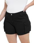 Gocolloa Women Plus Size Jean Shorts Stretchy Curvy Cargo Shorts High Waisted Streetwear Denim Shorts with Pockets Black 20W