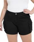 Gocolloa Women Plus Size Jean Shorts Stretchy Curvy Cargo Shorts High Waisted Streetwear Denim Shorts with Pockets Black 20W