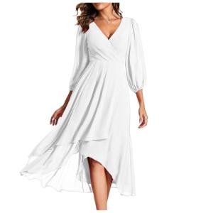 Dresses for Women - Plus Size Spring for Women Short Sleeve Flowy Streetwear Activewear Curvy Petite Date a Line Athletic Resort Linen Cotton Vintage Flowy Sundresses Cocktail 2#White Medium