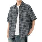 Men Short Sleeve Plaid T-Shirts Cotton Summer Casual Button Down Blouses Fashion Streetwear Curvy Hem Shirt Jackets