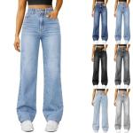Women’s Wide Leg Jeans High Waisted Baggy Boyfriend Jeans with Elastic Waist Stretchy Straight Leg Denim Pants