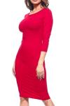 Crimson 3/4 Sleeve Bodycon Midi Dress for Women