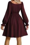 un tercio Sexy V-Neck Bodycon Dress for Women Stretchy A-Line Club Dress with Long Sleeves Mid-Length Figure-Hugging Party Dress X-Large Burgundy SW0003 XL