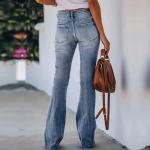 Bootcut Jeans for Women Trendy High Waisted Boyfriend Denim Pants Y2k Stretch Stretchy High Rise Elastic Waist Denim Pants Streetwear Curvy Bell Bottom Trousers Boot Cut Jeans for Woman Sky Blue L