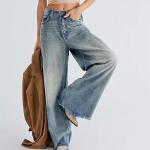 Womens Wide Leg Jeans High Waisted Strechy Raw Hem Loose Baggy Denim Pant Vintage 2025 Fashion Y2k Trouser Streetwear Curvy Jeans for Women