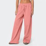 Wide Leg Yoga Pants for Women Vacation Elastic Drawstring Straight Sweatpants for Women High Waisted Spring Winter Hiking Pants Curvy Casual Streetwear Cargo Sweatpant with Pockets Watermelon Red S