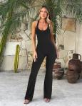 TDIFFUN Flare Workout Jumpsuits for Women One Piece Sleeveless Scrunch Butt Lifting Gym Bodysuit Sexy Backless Yoga Outfits - Black, Medium
