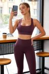 Workout Sets for Women 2 Piece Outfits Cute Gym Athletic Pilates Clothes Conjunto Deportivo Para Mujer Seamless High Waist Yoga Leggings and Padded Sports Bras Two Piece Matching Set (P080 Pur S)