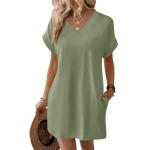 Womens Dresses - Vestidos Elegantes De Mujer para Fiesta Linen Cotton Petite Date a Line Curvy Beach Festival Activewear Flowy Streetwear Plus Size Baggy Fashion Sundresses Floral 2#Light Green Large
