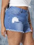 Plus Size Ripped High Waist Denim Shorts for Summer