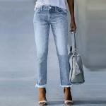Womens Straight Leg Jeans Trendy Curvy Skinny Mid Rise Ankle Jeans Boyfriend Frayed Casual Denim Pants Stretch Jean for Women Fall Fashion Breathable Jeggings Y2k Streetwear Lounge Pants