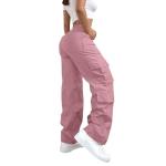 Womens Work Pants Construction Elastic Waist Work Out Resort Summer Curvy High Waisted Work Hiking Streetwear Fashion Outfits with Multiple Pockets Cargo Pants Women Pink