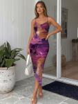 Trendy Queen Women Sexy Midi Bodycon Dress Backless 2026 Summer Spring Wedding Guest Beach Vacation Clothes Floral Tropical Party Club Going Out Cocktail Date Night Baby Shower Outfits Purple