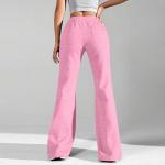 Fleece Lined Sweatpants Women with Pockets Fleece Wide Leg Yoga Pants Cotton High Waisted Elastic Drawstring Bootcut Curvy Sweatpants Wide Leg Pockets Fall Bell Bottom Trousers Streetwear Pink XXXL