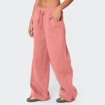 Wide Leg Yoga Pants for Women Vacation Elastic Drawstring Straight Sweatpants for Women High Waisted Spring Winter Hiking Pants Curvy Casual Streetwear Cargo Sweatpant with Pockets Watermelon Red S