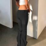 Low Rise Jeans for Woman Baggy Y2k Flare Jeans Stretchy Curvy Low Waisted Wide Leg Bootcut Jean Cute Cowgirl Bell Bottoms Streetwear Denim Y2k Pants with Pockets Vintage 90s Light Washed Flared Jean