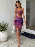 Trendy Queen Women Sexy Midi Bodycon Dress Backless 2026 Summer Spring Wedding Guest Beach Vacation Clothes Floral Tropical Party Club Going Out Cocktail Date Night Baby Shower Outfits Purple