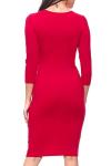 Crimson 3/4 Sleeve Bodycon Midi Dress for Women