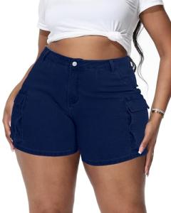 Gocolloa Plus Size High Waisted Jean Shorts