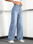 High Waisted Loose Fit Straight Leg Jeans