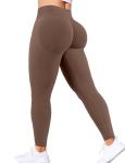Ieumaz Scrunch Butt Lifting Leggings for Women Gym Seamless Workout Leggings Mid Low Waist Tummy Control Yoga Pants Coffee