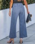 GRAPENT Wide Leg Womens Jeans High Waisted Straight Leg High Waist Jeans for Women Loose Drawstring Elastic Waist Light Wash Denim Pants with Zipper After Dust Blue Large Size 12 to 14