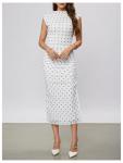 Milumia Women's Polka Dots Sleeveless Ruched Bodycon Midi Dress Mock Neck Slit Thigh Summer Dresses White Small
