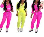 2 Piece Lightweight Windbreaker Tracksuit Set - Rose Pink