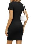 BTFBM Spring Summer Bodycon Dresses for Women 2026 Casual Ruched Short Sleeve Crewneck Cocktail Party Tshirt Mini Dress(Black, Medium)