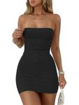 ANRABESS Women 2 Piece Skirt Sets Summer Strapless Crop Top Matching Bodycon Sexy Going Out Mini Club Dress Outfit Clothes Black Small
