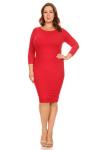 Crimson 3/4 Sleeve Bodycon Midi Dress for Women