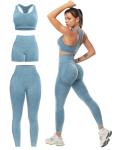 3 Piece Workout Set for Women - Butt Lifting Leggings and Sports Bra