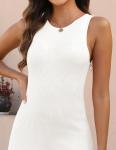 HAEOF Women's 2025 Summer Bodycon Midi Dress Casual Sleeveless Ribbed Back Slit Cocktail Party Date Work Long Dresses(White, S)