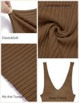 MEROKEETY Womens Summer Spring Midi Dress 2026 Beach Vacation Bodycon V Neck Casual Sleeveless Ribbed Knit Sweater Dresses,Coffee,M