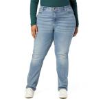 Levi Strauss Signature Gold Women's Curvy Totally Shaping Straight Jeans Mid-Rise Stretch Denim (Available in Plus Size), Blue Ice-waterless, 14 Short