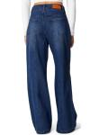 Sidefeel Women's Jeans High Waisted Stretchy Wide Leg Jeans Trendy Seamed Front Straight Leg Loose Denim Pants Bluing Size 14