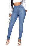 KUNMI Womens Classic High Waisted Skinny Stretch Butt Lifting Jeans Slim Fit Denim Pants Blue