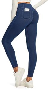 IUGA Butt Lifting Jeans for Women Trendy High Waisted Stretchy Women Jeans Skinny Jeggings Tummy Control with Pockets Dark Blue