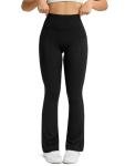 PRETISKY Womens Flared Yoga Pants with Pockets, High Waisted Flare Leggings Bell Bottom Bootcut Yoga Dress Pants Black