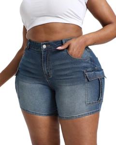 Plus Size High Waisted Stretchy Jean Shorts