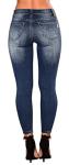 AMRSPENG Women's High Waisted Ripped Stretch Skinny Butt Lifting Distressed Jeans, Dark Blue, 16