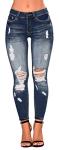 AMRSPENG Women's High Waisted Ripped Stretch Skinny Butt Lifting Distressed Jeans, Dark Blue, 16