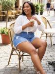 Plus Size Ripped High Waist Denim Shorts for Summer