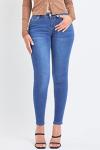 YMI Women's Juniors Mid-Rise Wannabettabutt Skinny Jeans, Midnight Sky Blue, 9