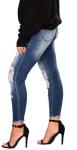 AMRSPENG Women's High Waisted Ripped Stretch Skinny Butt Lifting Distressed Jeans, Dark Blue, 16