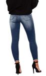 AMRSPENG Women's High Waisted Ripped Stretch Skinny Butt Lifting Distressed Jeans, Dark Blue, 16