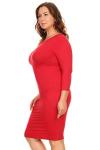 Crimson 3/4 Sleeve Bodycon Midi Dress for Women