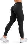 Sogetdo Yoga Leggings for Women Hidden Scrunch Butt Non See Through High Waisted No Front Seam Athletic Gym Workout Pants S835-Black-S