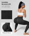 BRXL Lycra Invisible Scrunch Butt Lifting Leggings for Women Seamless High Waisted Tummy Control Workout Yoga Pants Black
